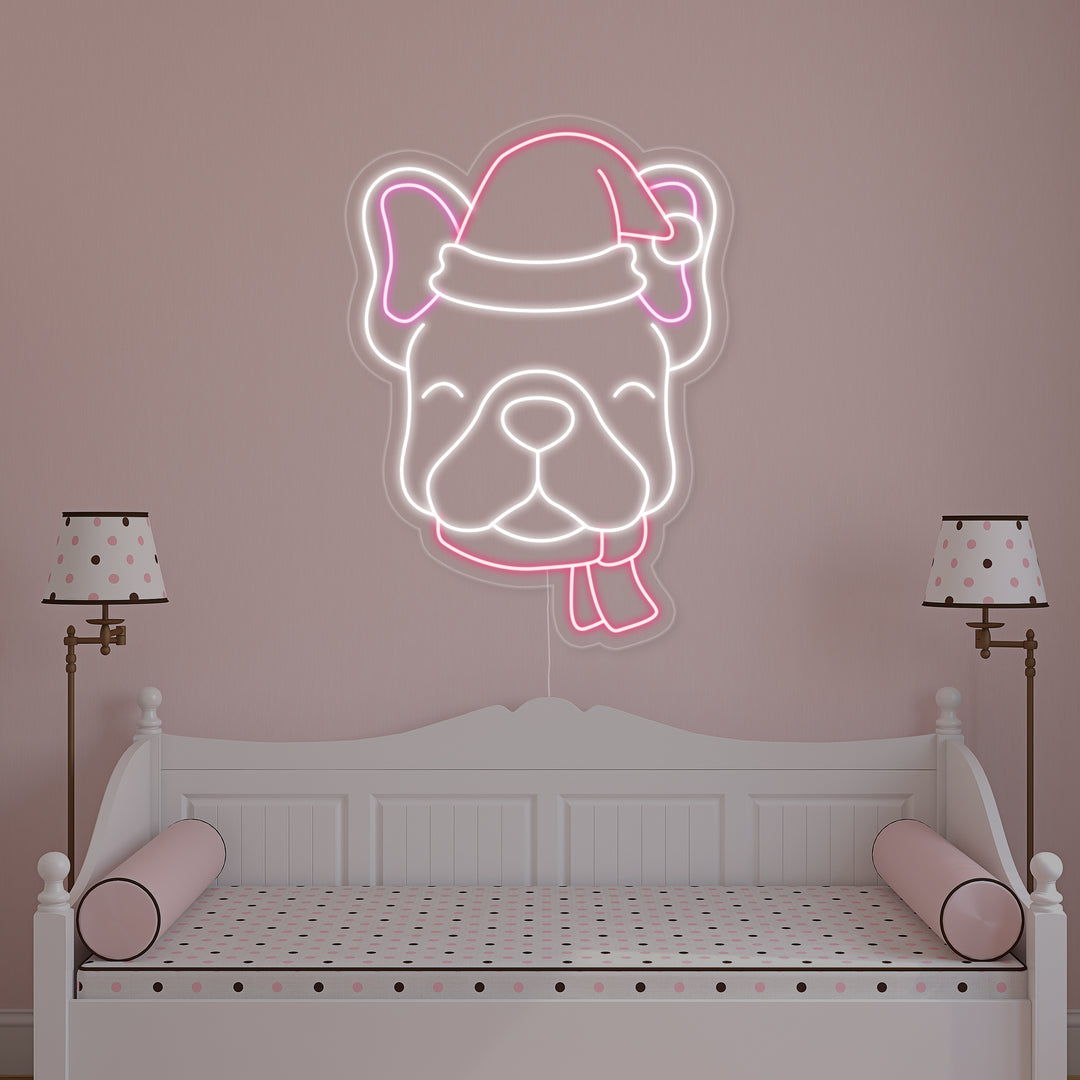 "Buldog, Christmas" Neon Verlichting