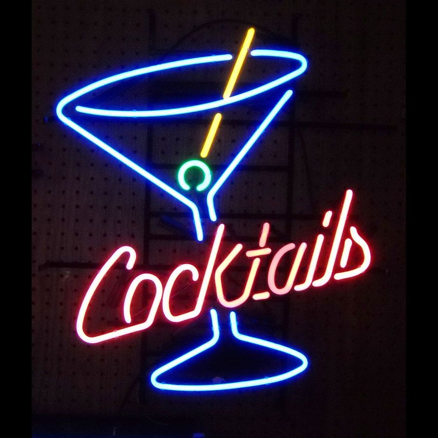 "Cocktails, Martini Glas, Logo Bier" Neon Verlichting