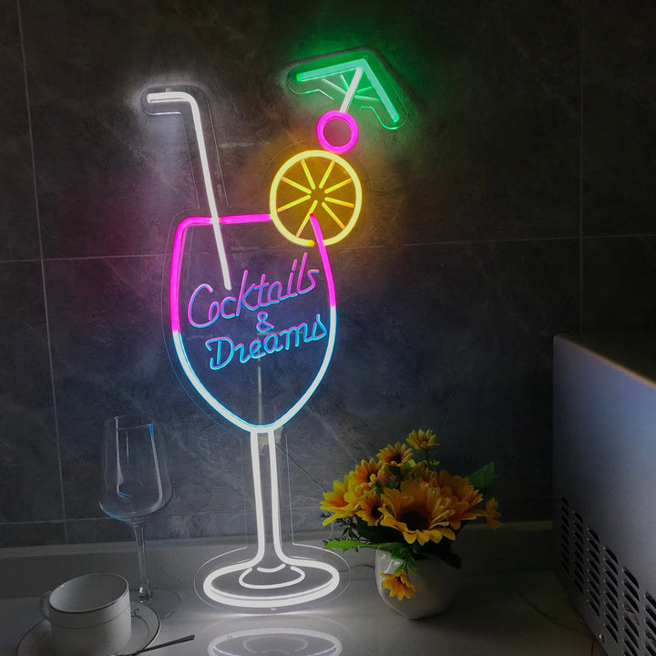 "Cocktails & Dreams" Mini Neon Verlichting