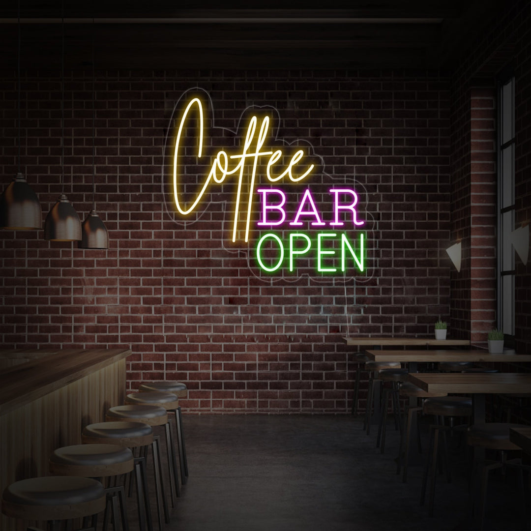 "Coffee Bar Open" Neon Verlichting