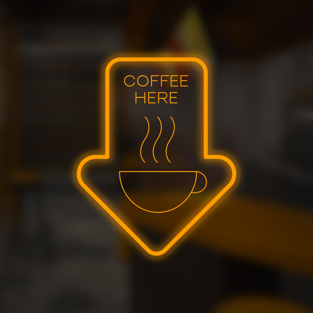 "Koffiehuis Coffee Here" Miniatuur Neonbord