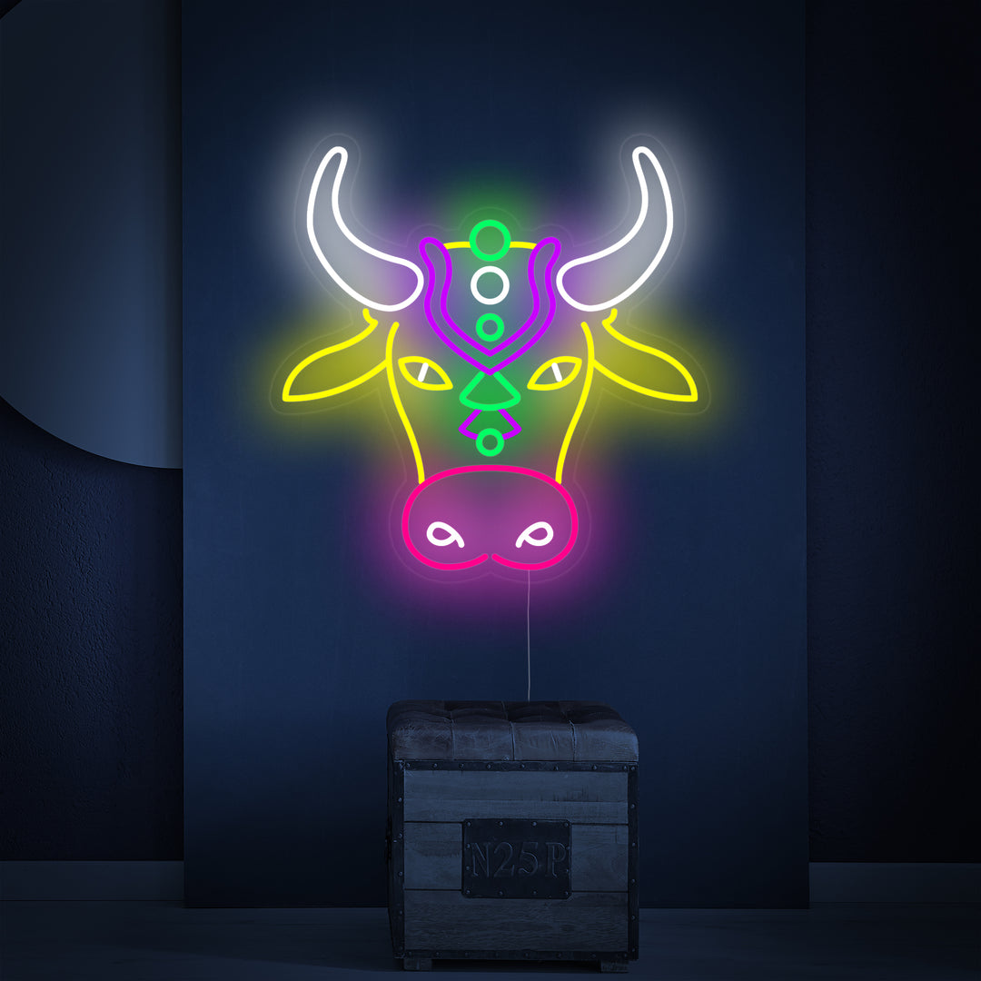 "Kleurrijke Stier" Neon Verlichting
