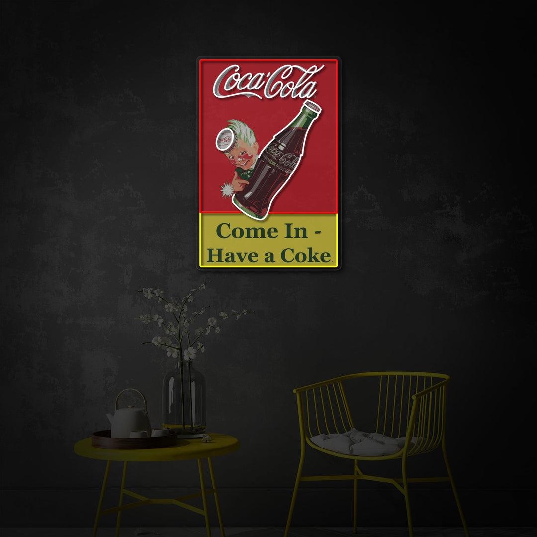 "Come In Have A Coke, heb een cola" UV-geprint LED-neonbord