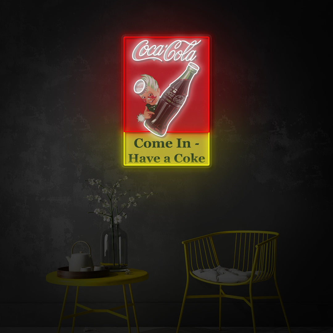"Come In Have A Coke, heb een cola" UV-geprint LED-neonbord