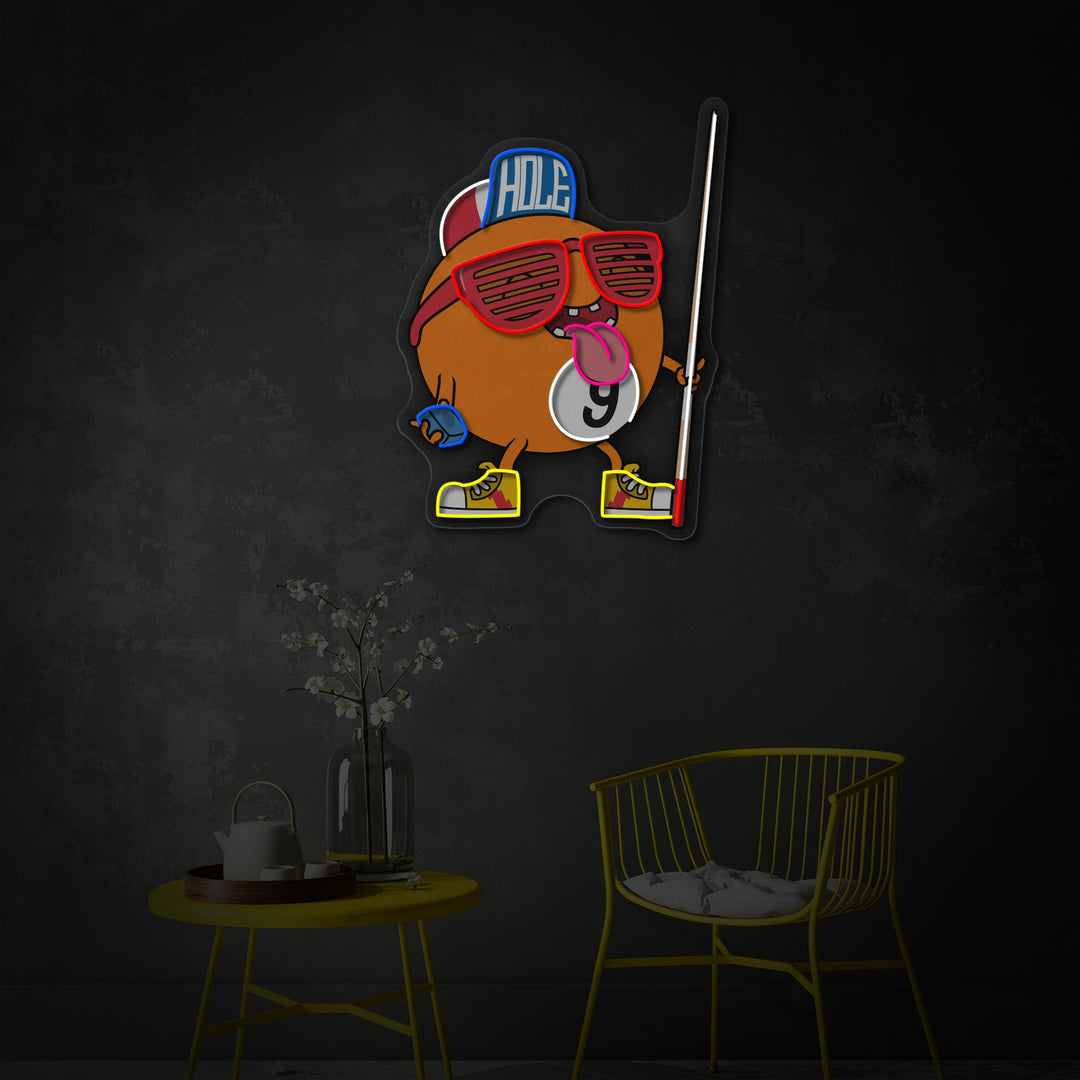 "Cool biljart negen bal" UV-geprint LED-neonbord