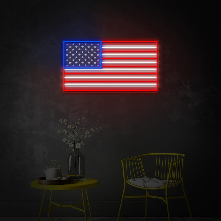 "Aangepaste naam US vlag" UV-geprint LED-neonbord