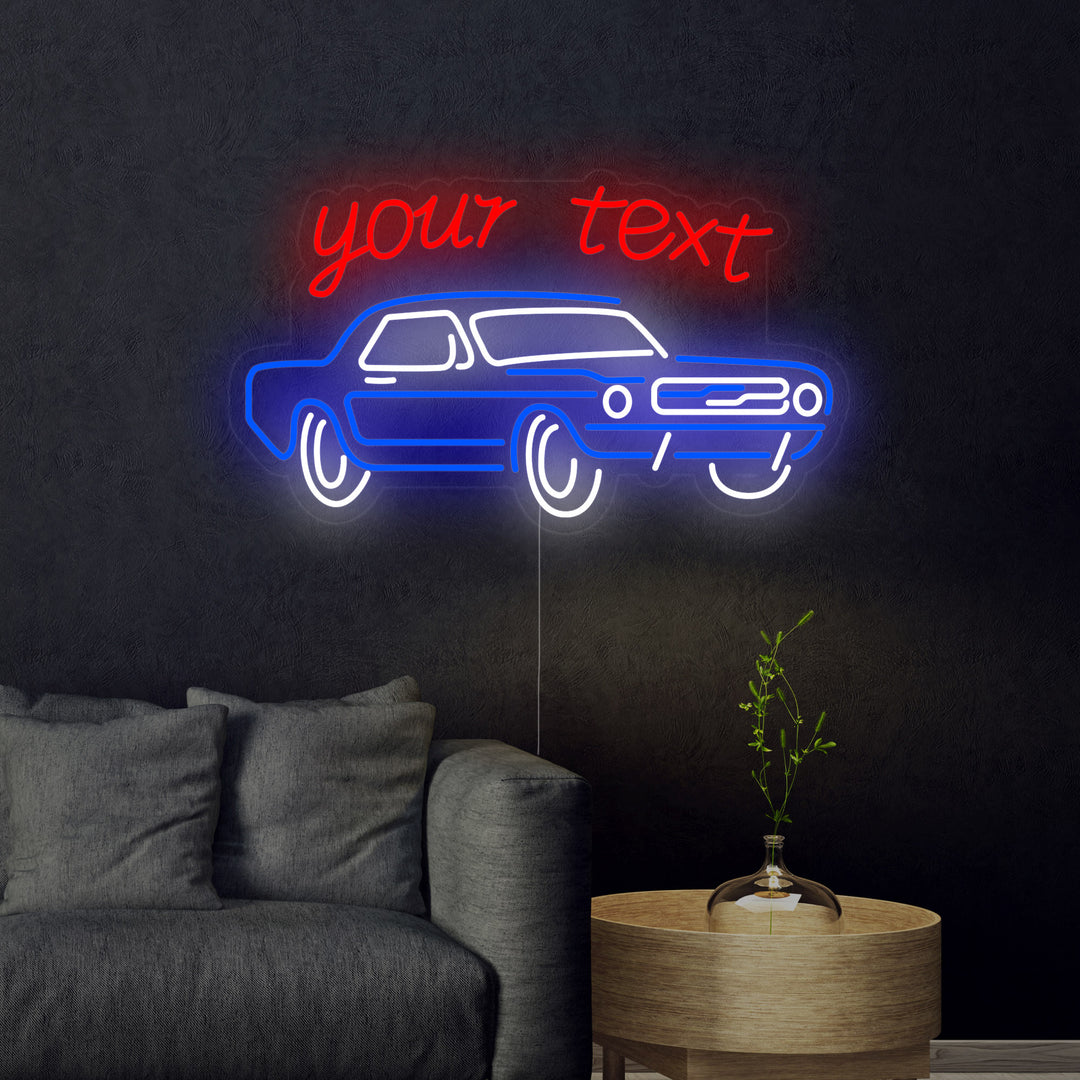 "Pas Je Tekst Aan Met De Vorm Van Een Auto" Neon Verlichting