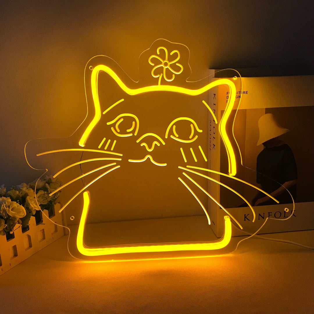 "Schattige Katje, Cartoon" Mini Neon Verlichting