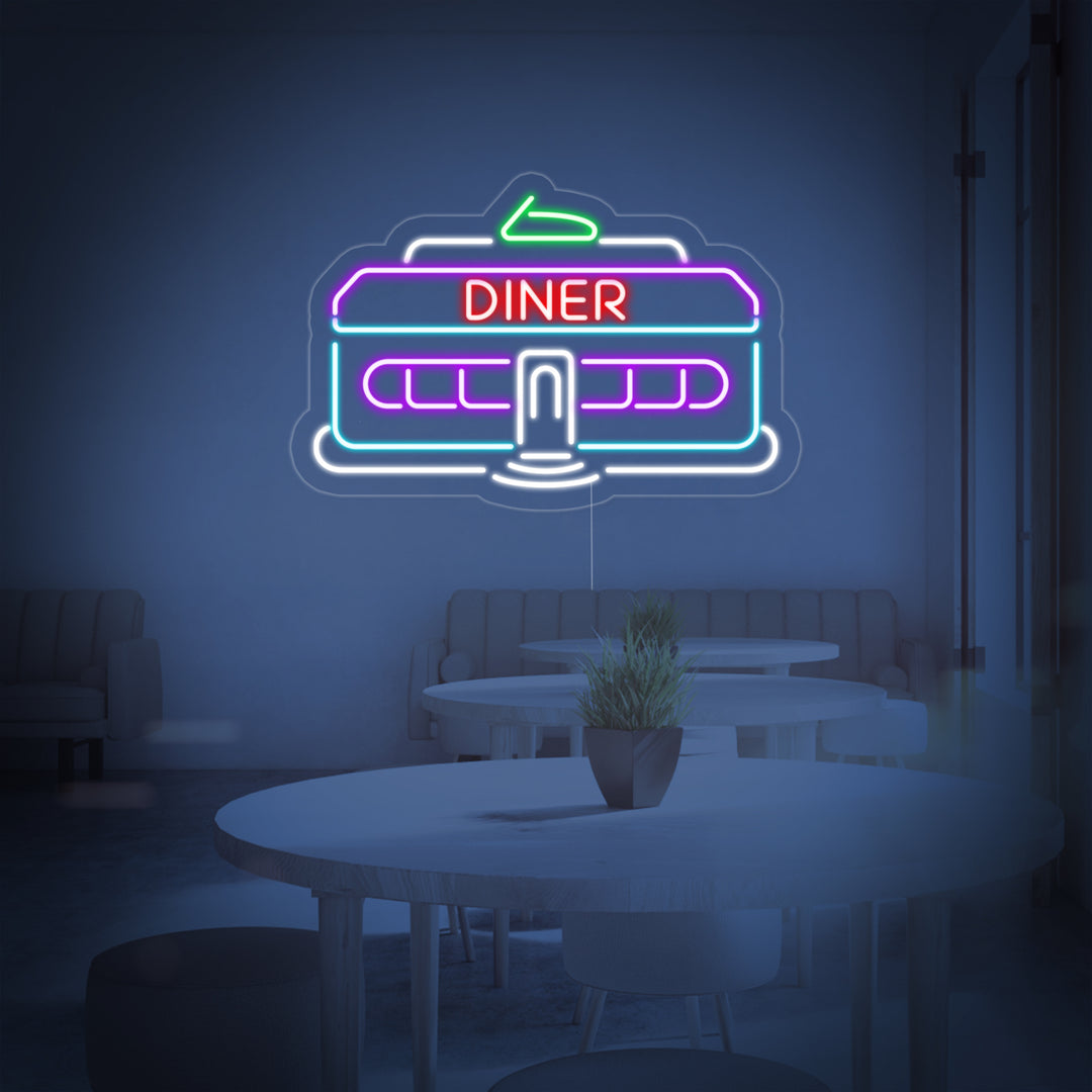 "Diner Auto 1950 Klassiek Retro Restaurant" Neon Verlichting