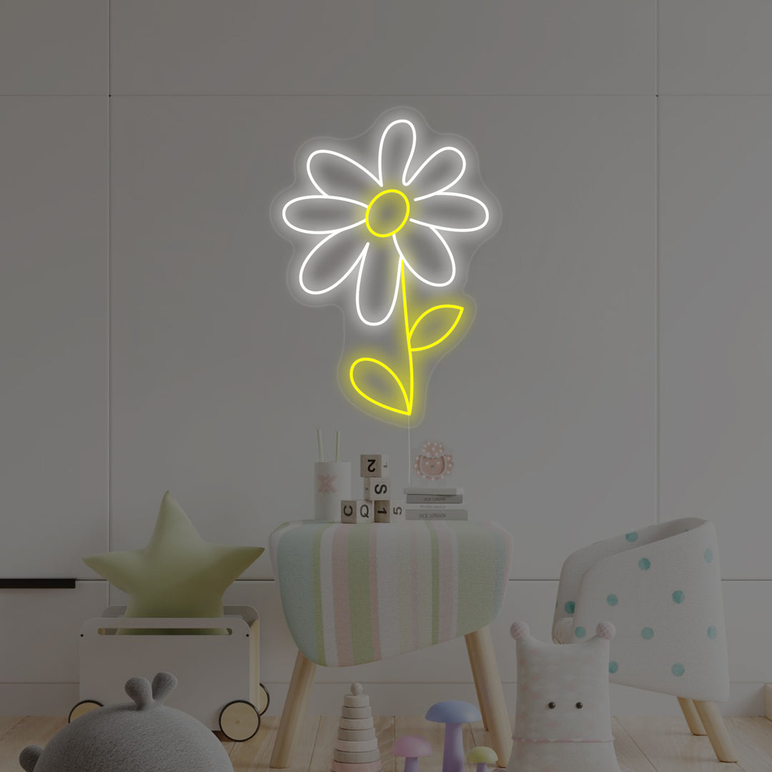 "Madeliefje Bloem, Kinderen Kamer Decor" Neon Verlichting