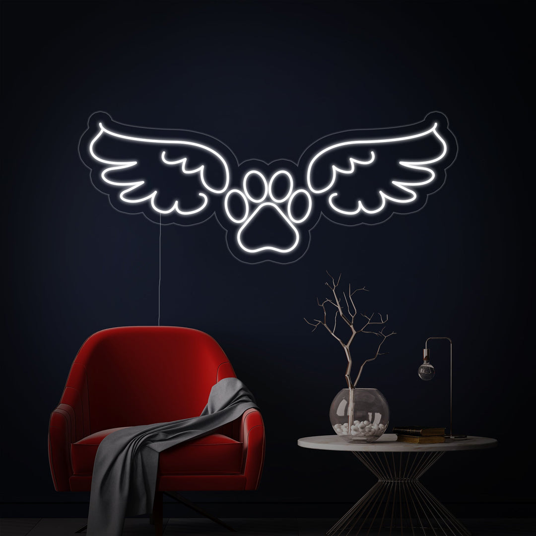 "Hondenpootafdruk, Engelenvleugels" Neon Verlichting