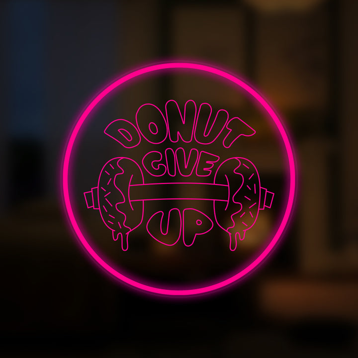 "Donut Give Up, Voedsel, dessert" Mini Neon Verlichting