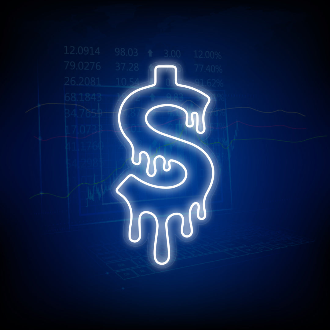 "Druppend Dollar Symbool" Neon Verlichting