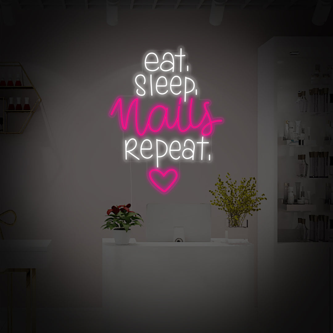 "Nagelstudio Eat Sleep Nails Repeat" Neon Verlichting