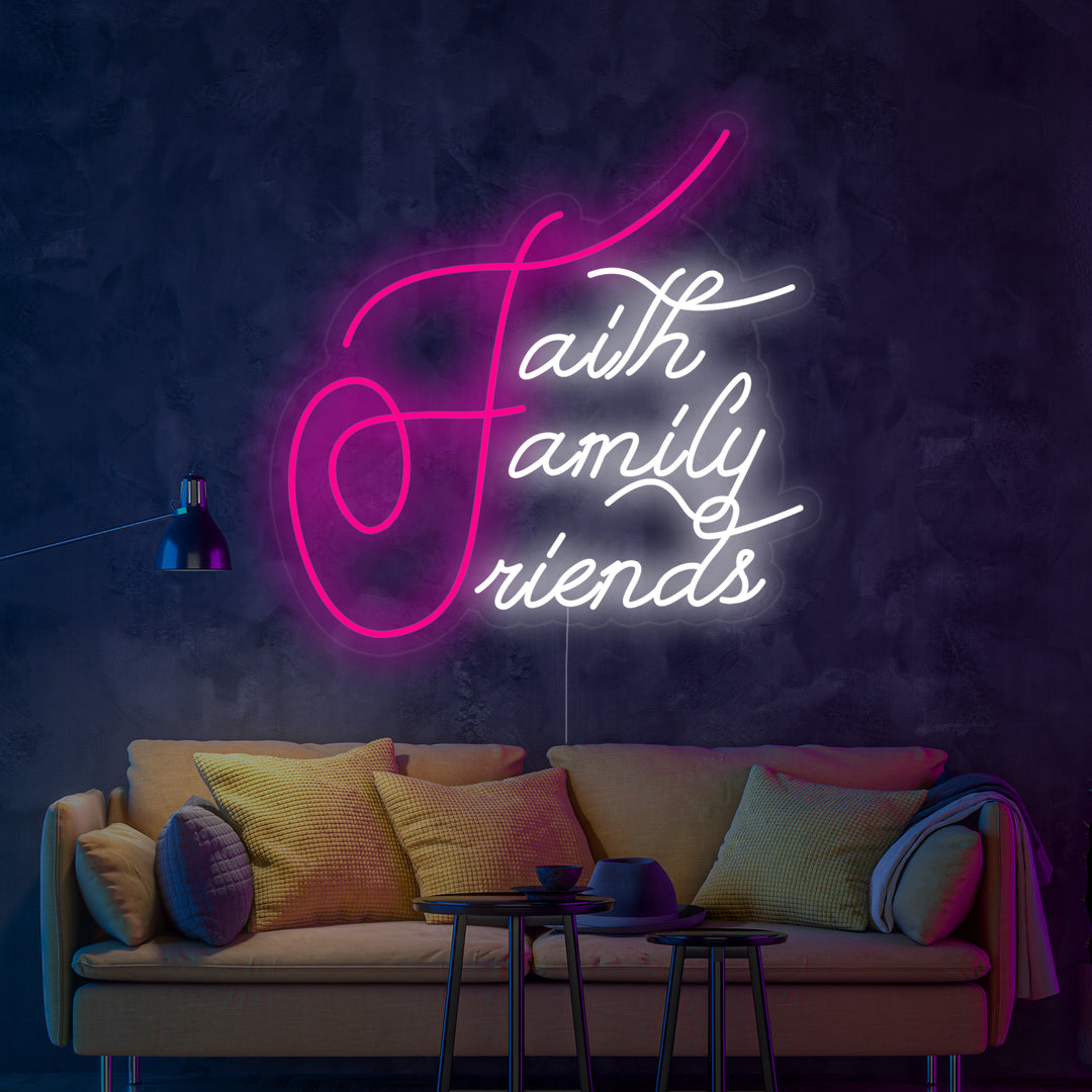 "Faith Family Friends" Neon Verlichting