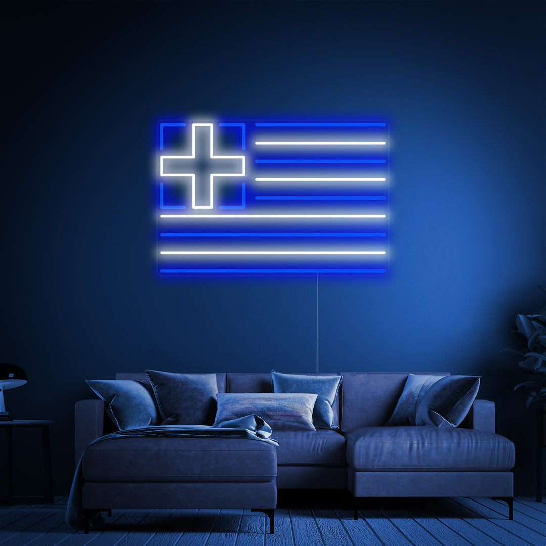 "Vlag Van Griekenland" Neon Verlichting