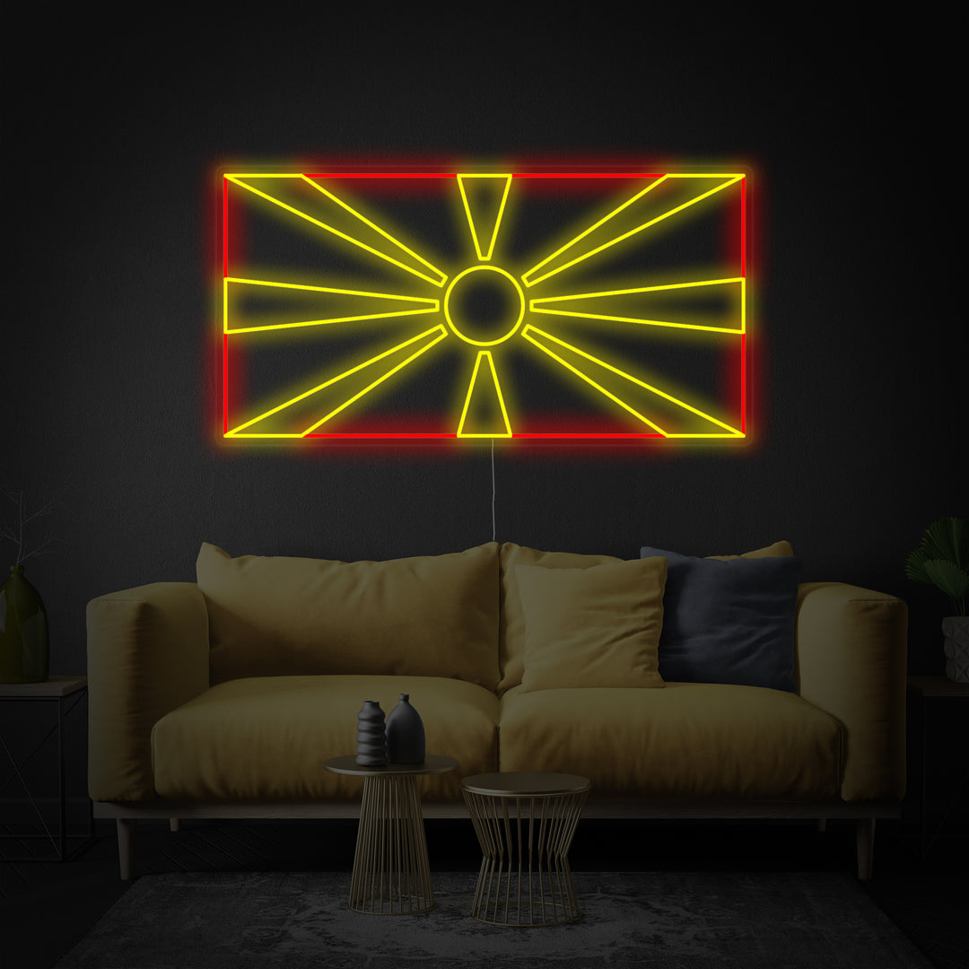 "Vlag Van Noord-Macedonië" Neon Verlichting