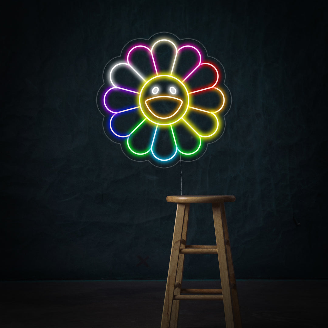 "Regenboog Bloem" Neon Verlichting