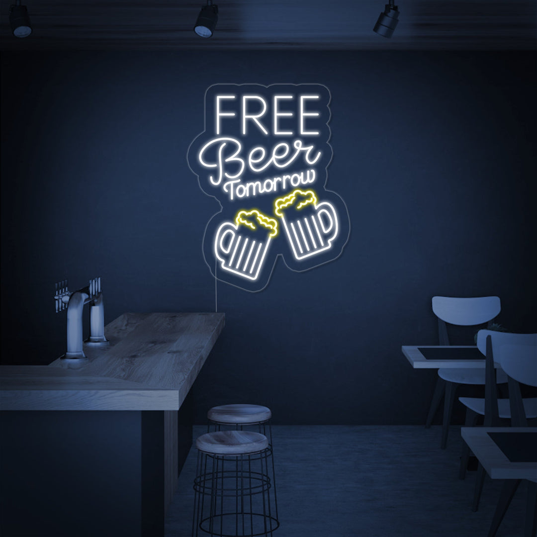 "Free Beer Tomorrow Bar" Neon Verlichting