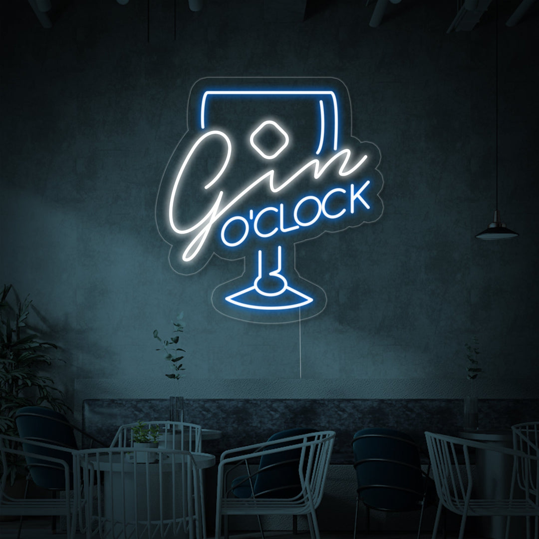 "Gin Oclock Glas" Neon Verlichting