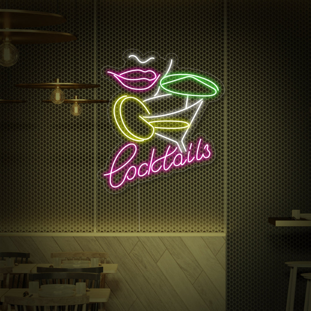 "Gin Tonic Cocktail Vrouw Bar" Neon Verlichting