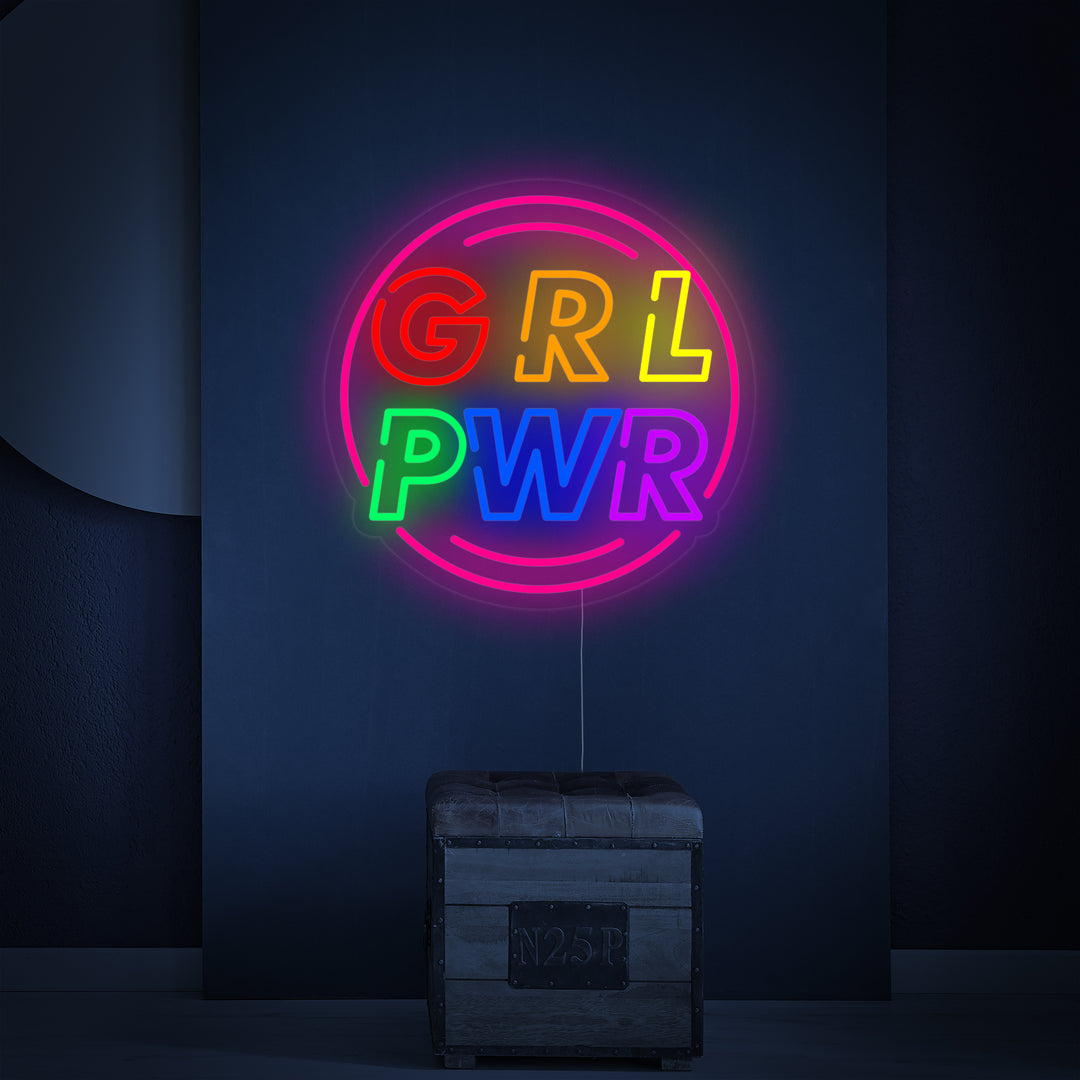 "Girl Power with Circle" Neon Verlichting