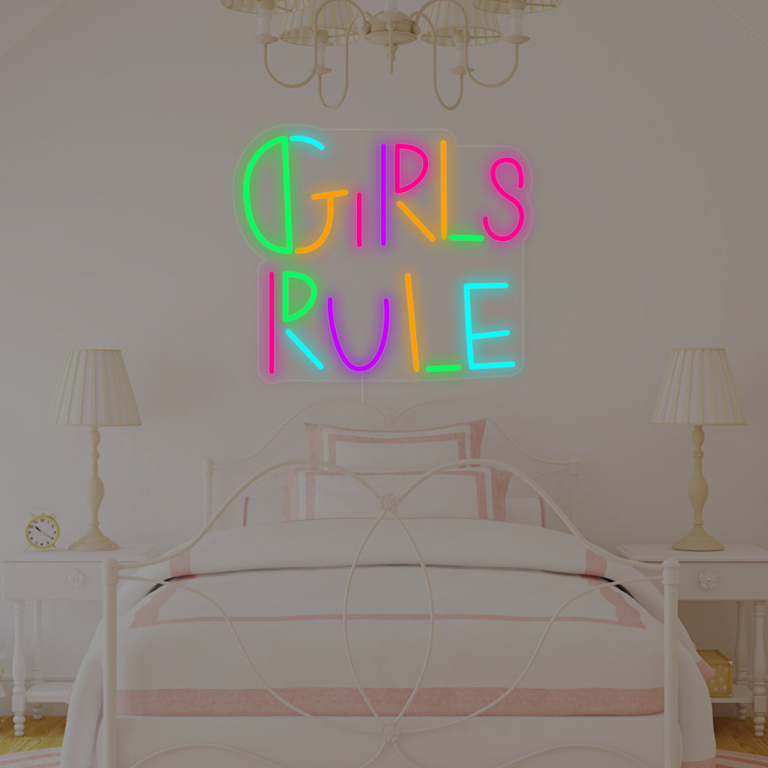 "Girls Rule, Kinderkamer Decor" Neon Verlichting