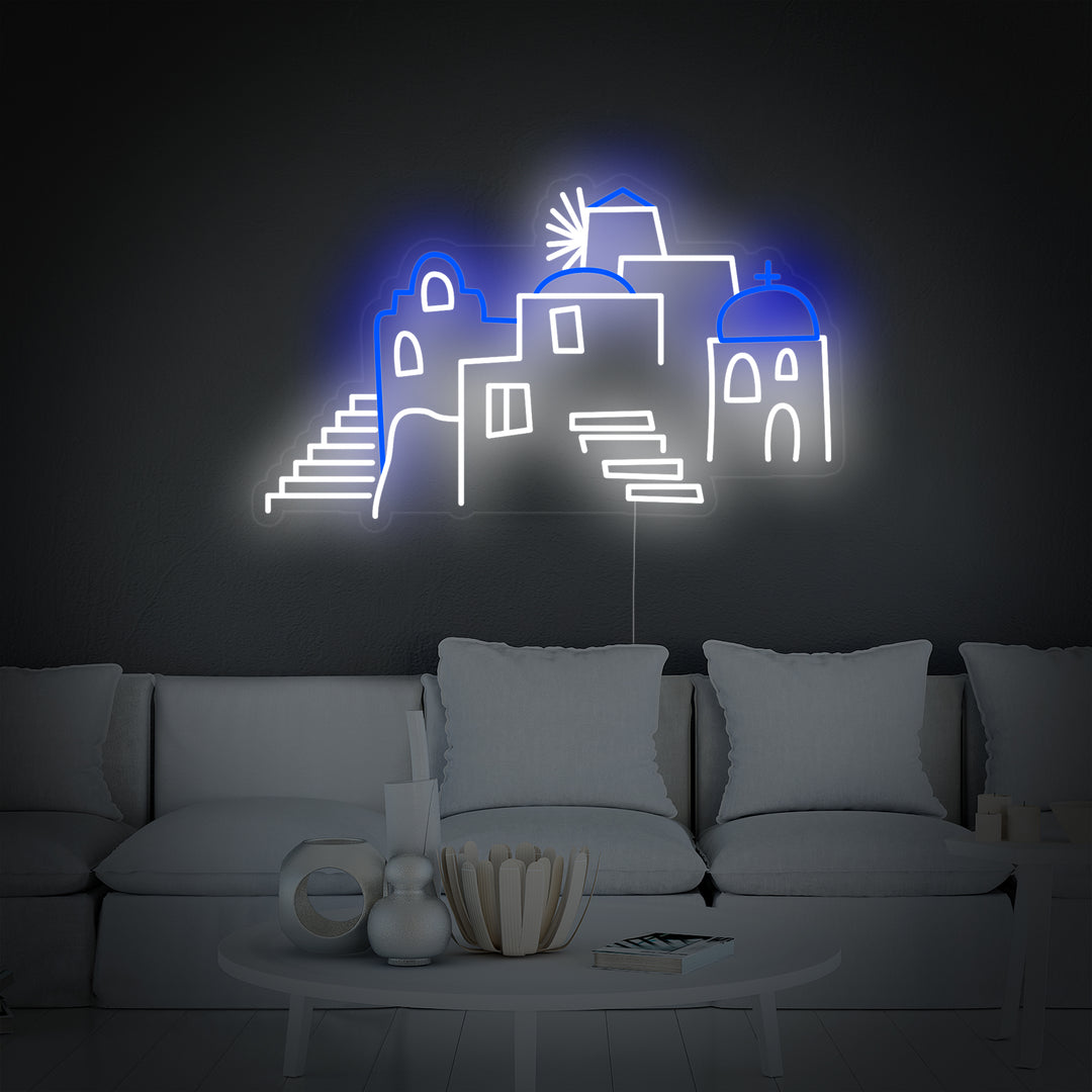 "Koepels Van Santorini In Griekenland" Neon Verlichting