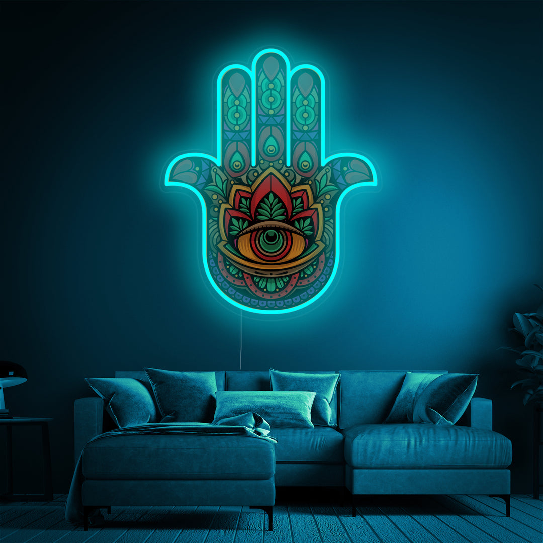 "Hamsa-Hand En UV-Print" Neon Verlichting