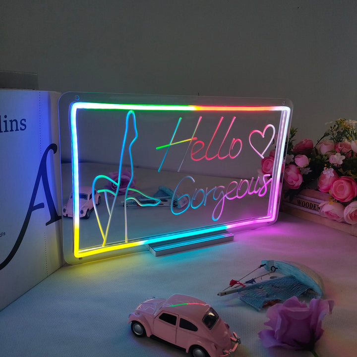"Hello Gorgeous, Dromerige Kleurverandering" Spiegel Neon Verlichting