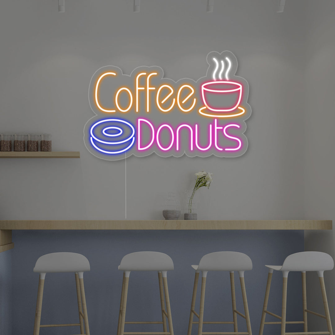 "Warme koffie, Coffee Donuts" Neon Verlichting