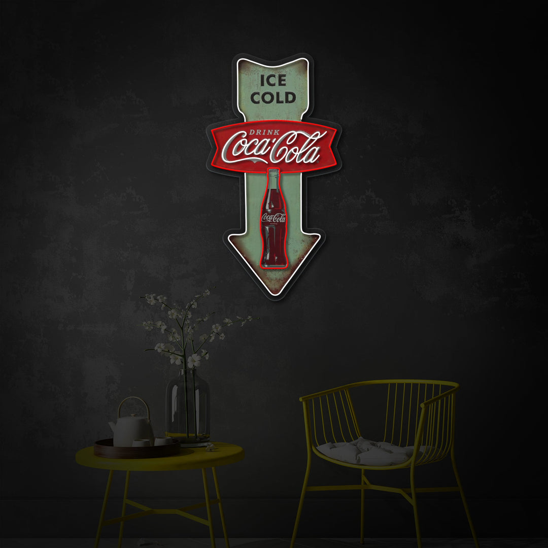 "Ice Cold Cola, Vintage Diner Arrow" UV-geprint LED-neonbord
