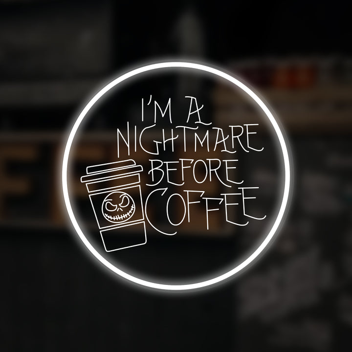 "I'm A Nightmare Before Coffee" Miniatuur Neonbord