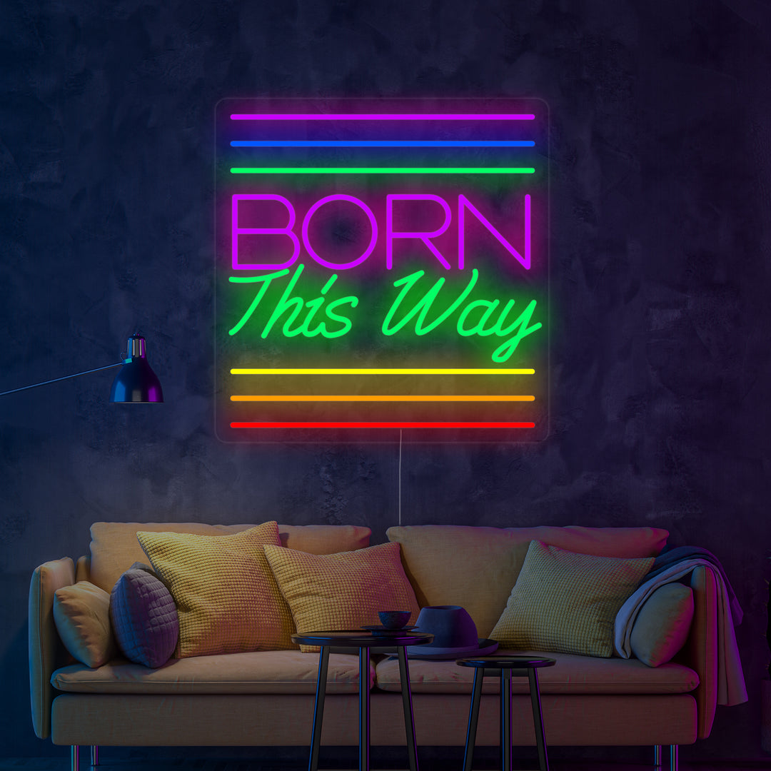 "Regenboogvlag Lgbt-Trots Uniek, Born This Way" Neon Verlichting