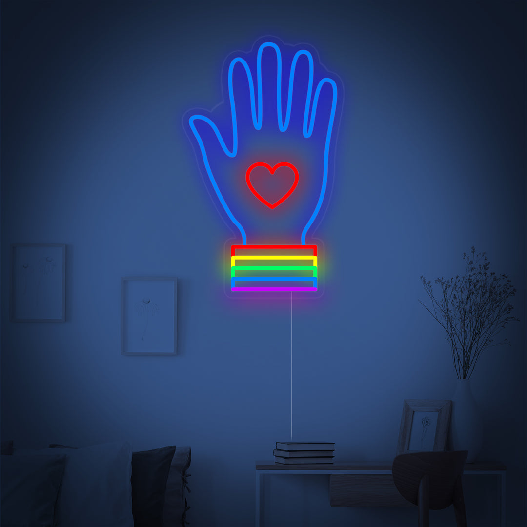 "Regenboogvlag Lgbt-Trots Uniek, Hand" Neon Verlichting