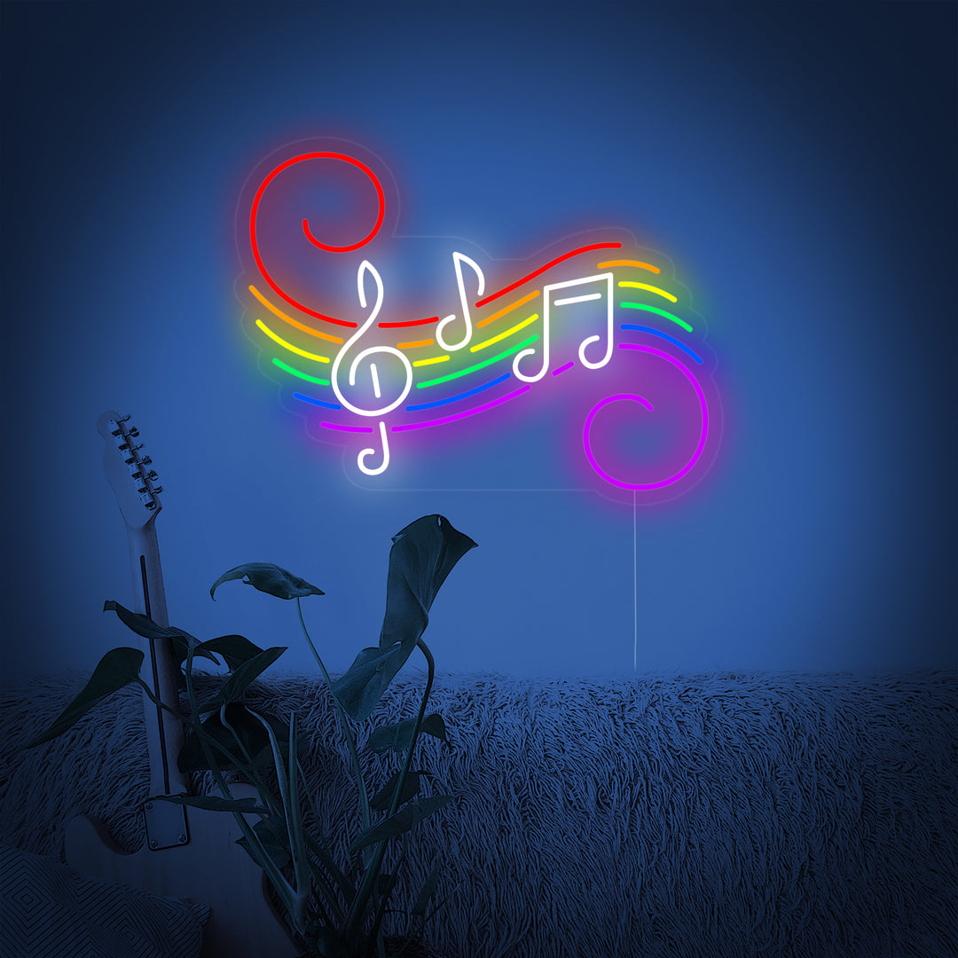 "Regenboogvlag Lgbt-Trots Uniek, Muzieknoten" Neon Verlichting