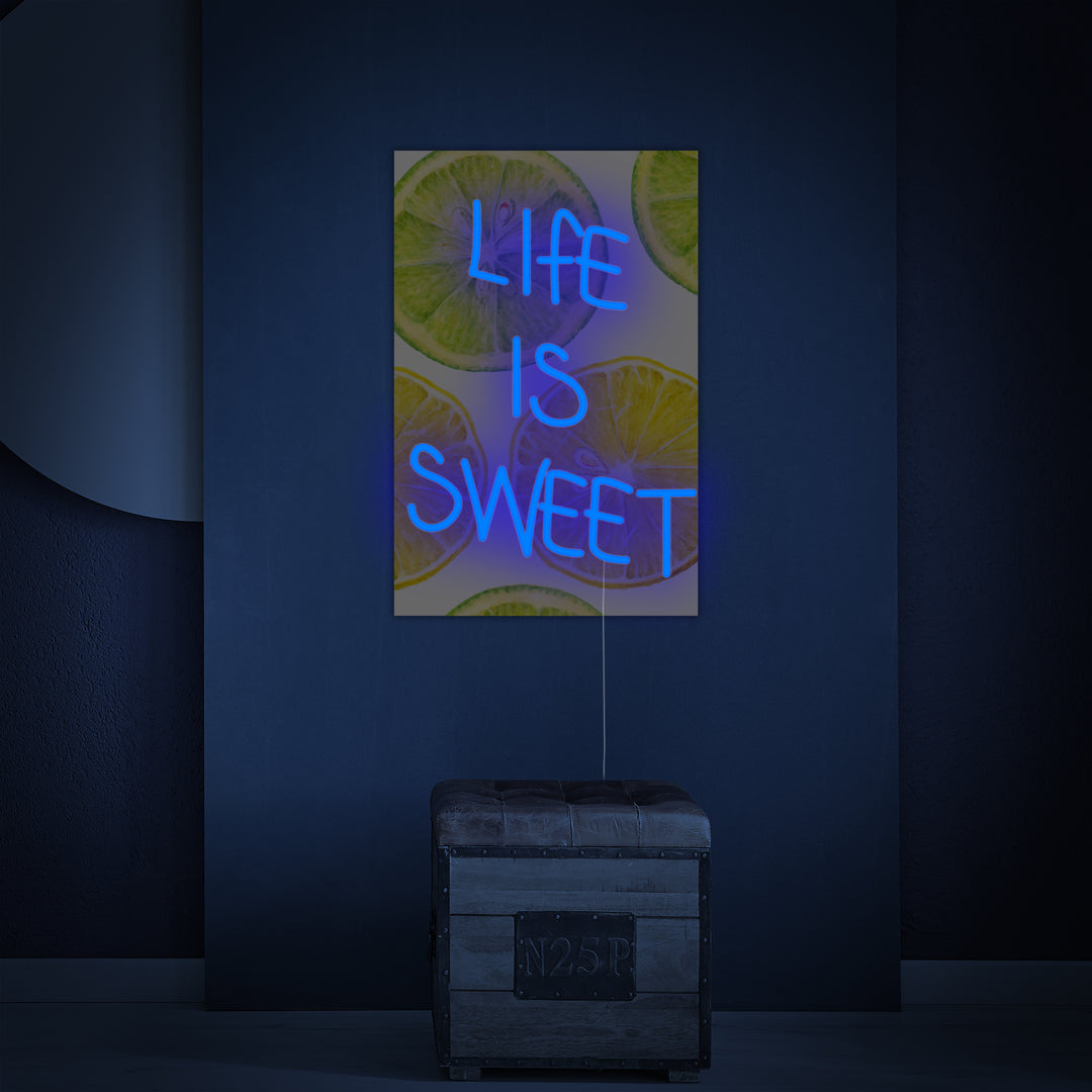 "Life Is Sweet with UV Print Background" Neon Verlichting