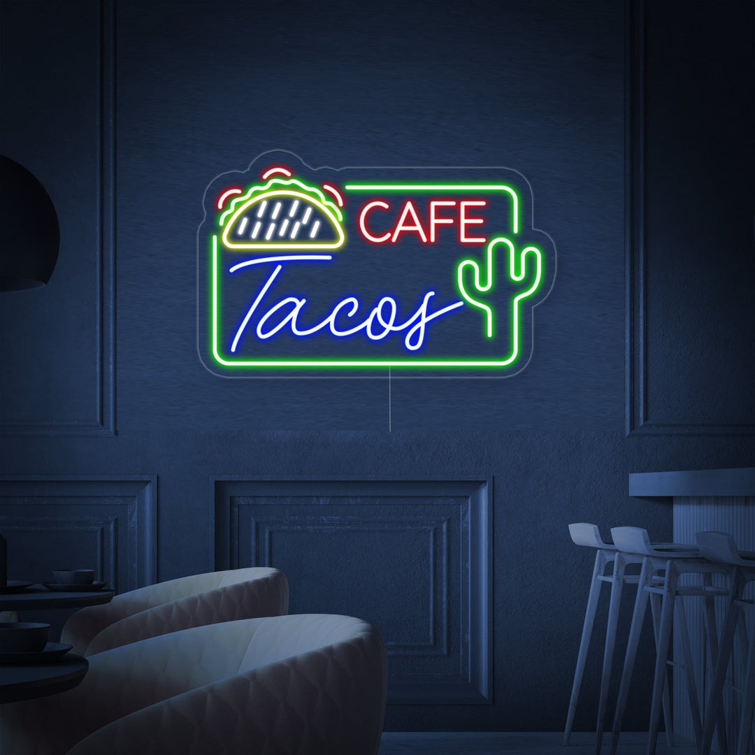 "CAFE TACOS, Mexicaans eten" Neon Verlichting