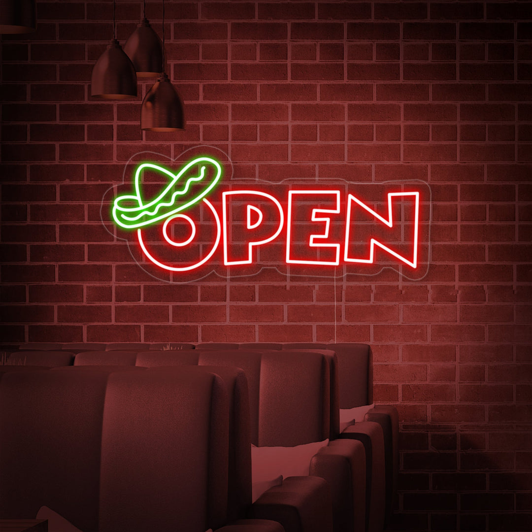 "open, Mexicaans eten" Neon Verlichting
