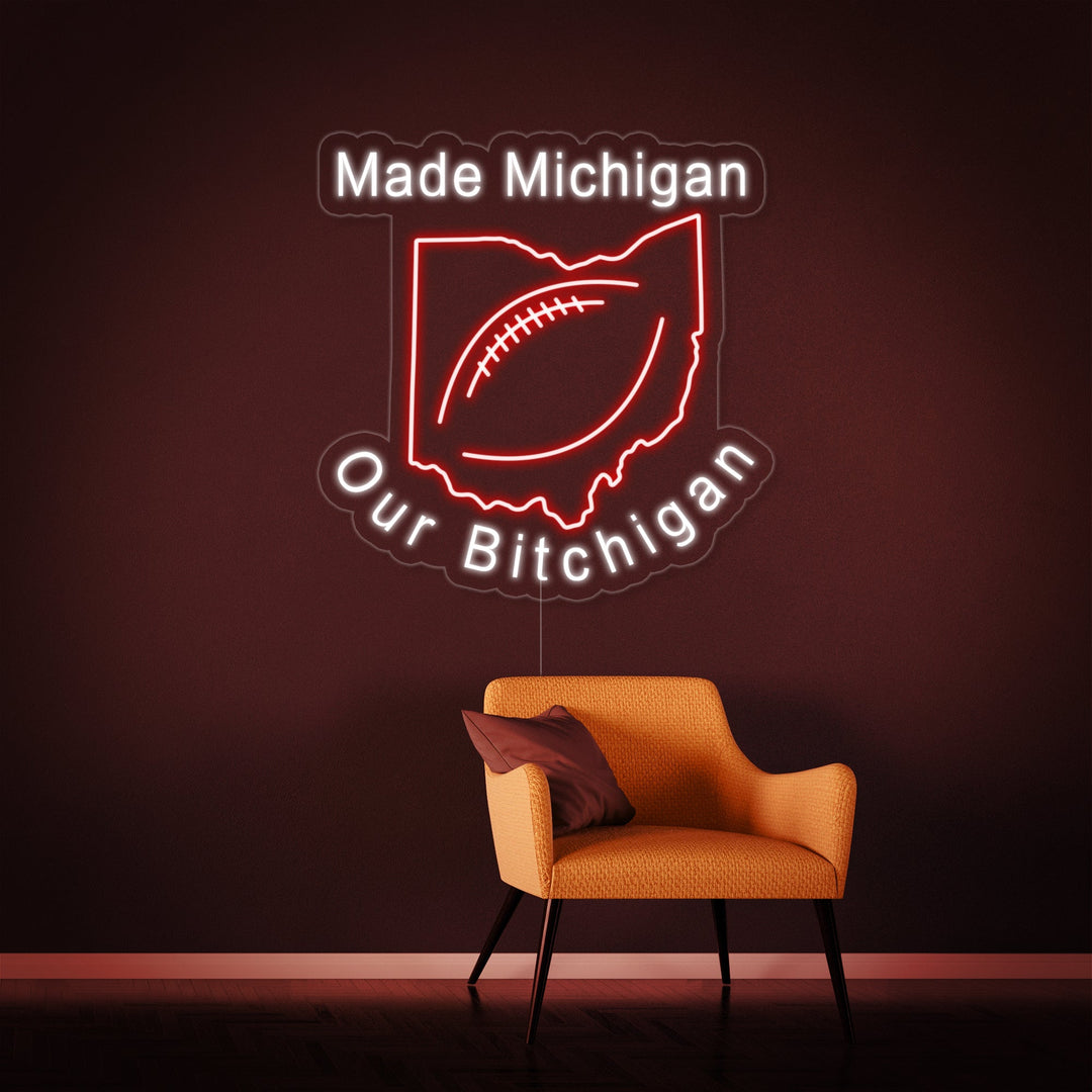 "Make Michigan Our Bichigan, Voetbal" Neon Verlichting