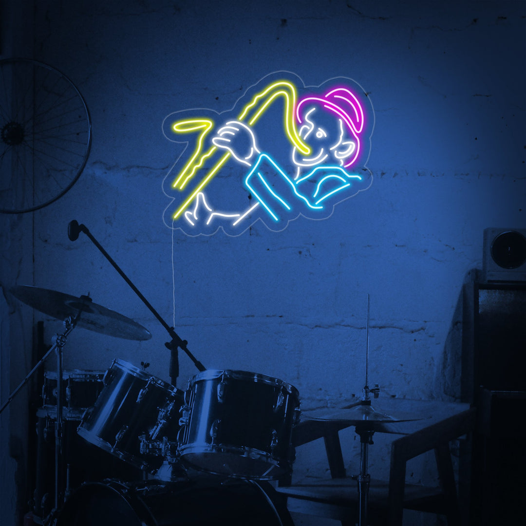 "Man Met Saxofoon" Neon Verlichting