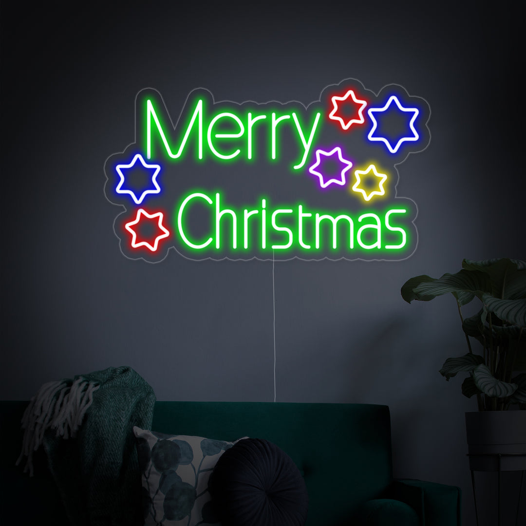 "Sterren, Merry Christmas" Neon Verlichting