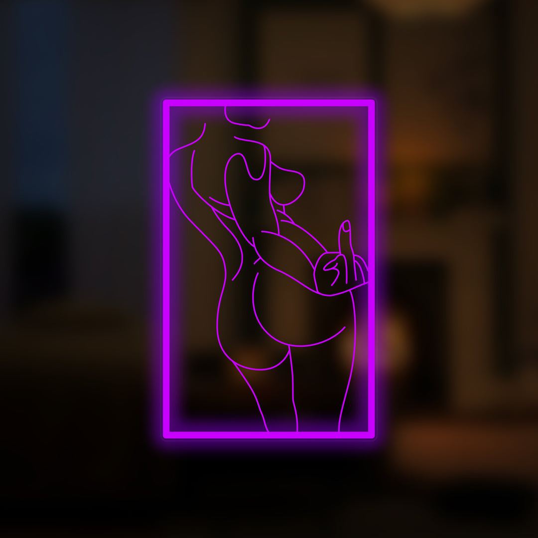 "Middelvinger" Miniatuur Neonbord, Nachtclub, Bar