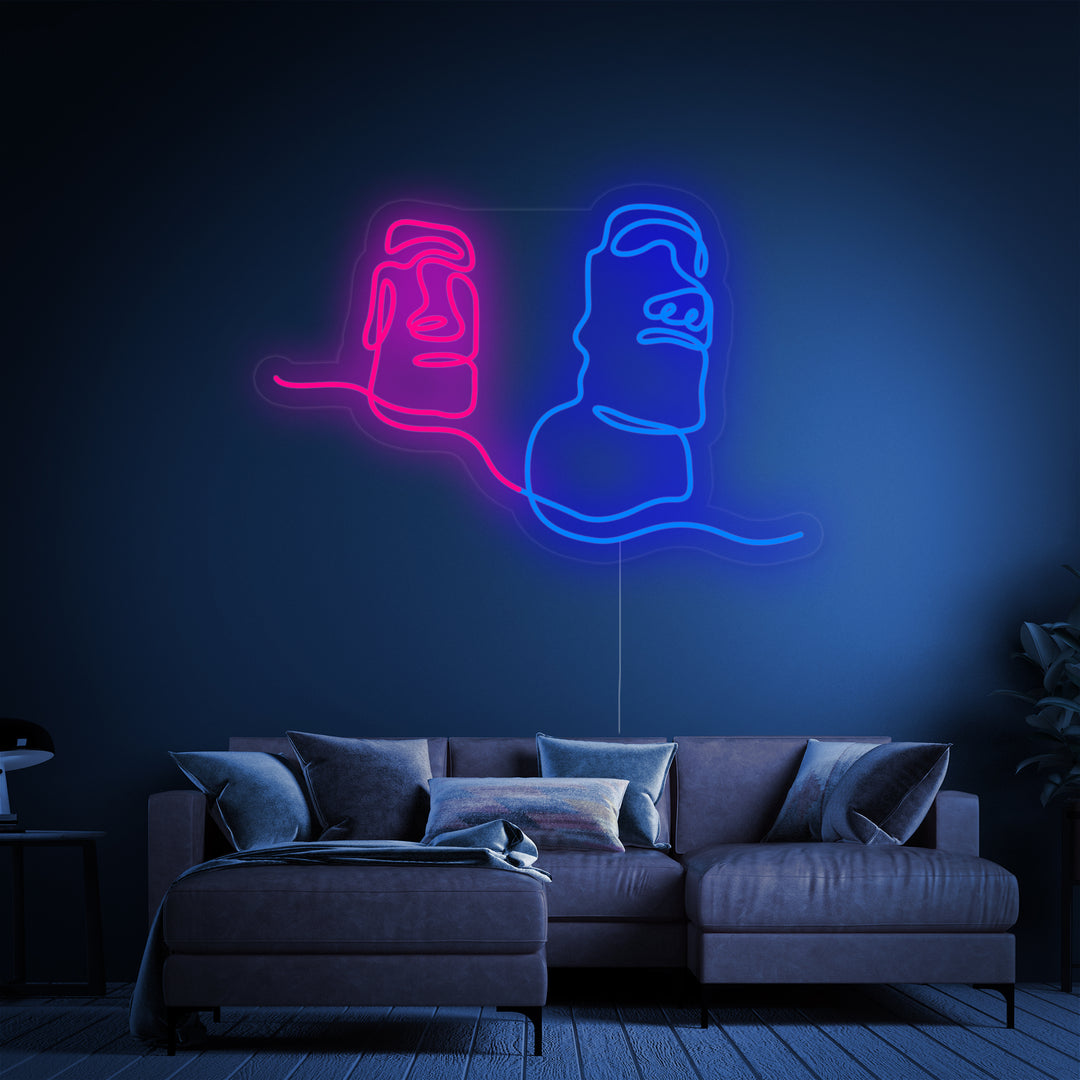 "Moai Paaseiland Reuzenstatus Chili" Neon Verlichting