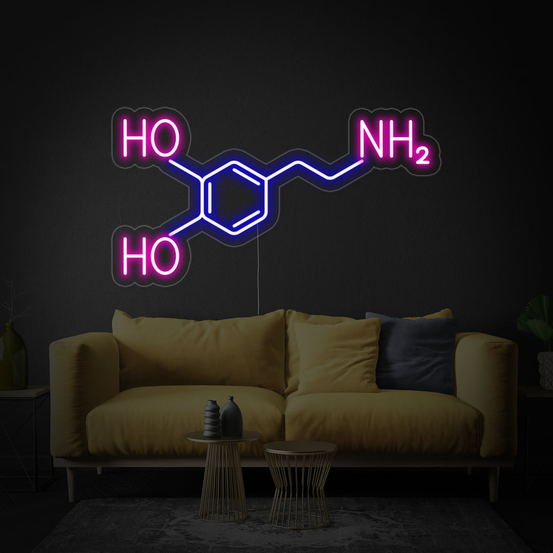 "Molecuul Dopamine" Neon Verlichting