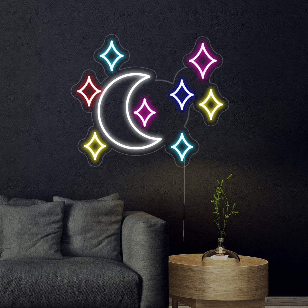 "Maan, Ster" Neon Verlichting