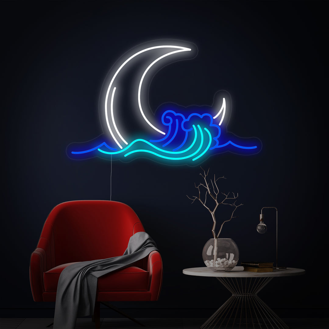 "Maanopkomst En Golf" Neon Verlichting