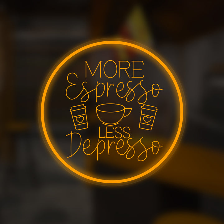 "More Espresso Less Depresso" Miniatuur Neonbord