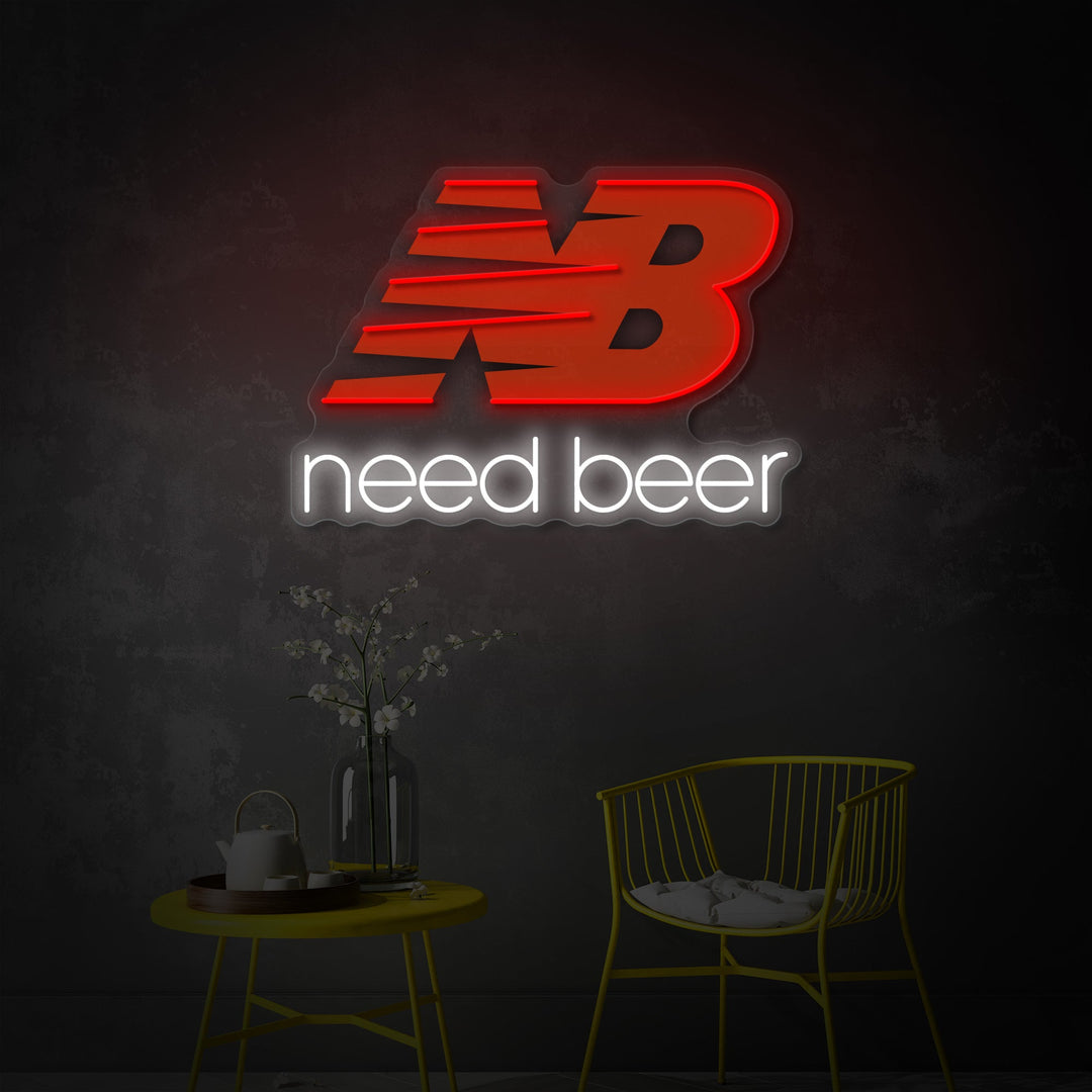 "Need Beer" UV-geprint LED-neonbord