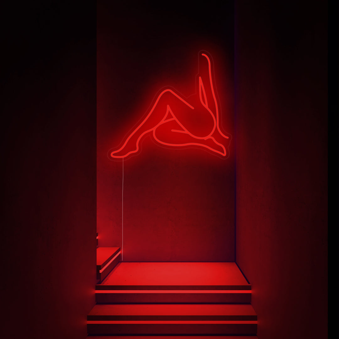 "Naakt Meisje Zittend In Een Elegante Pose" Neon Verlichting